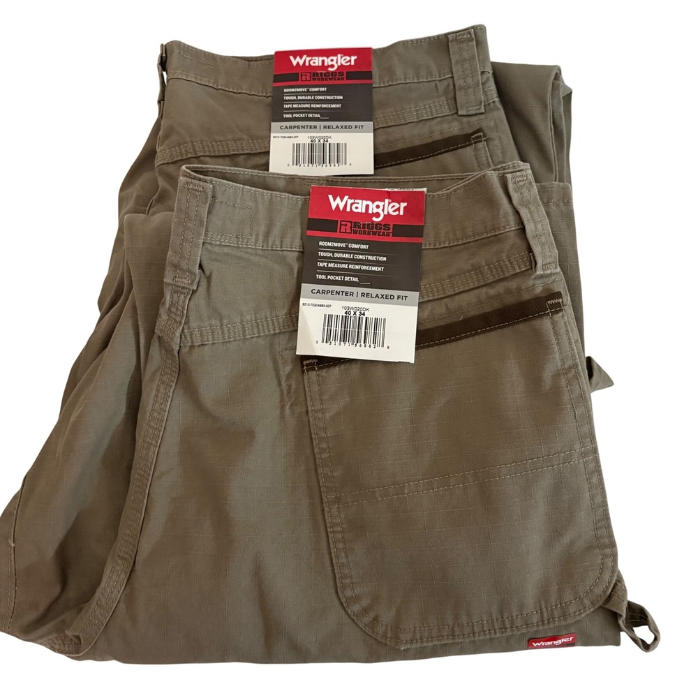 Wrangler Riggs Workwear Carpenter Pants Mens 40x34‎ Relaxed Fit Ripstop 2 Pairs